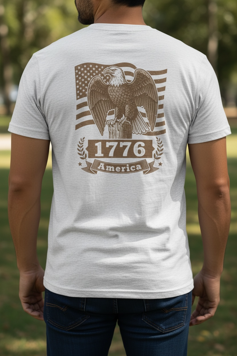 1776 Vintage Eagle American Flag T-Shirt