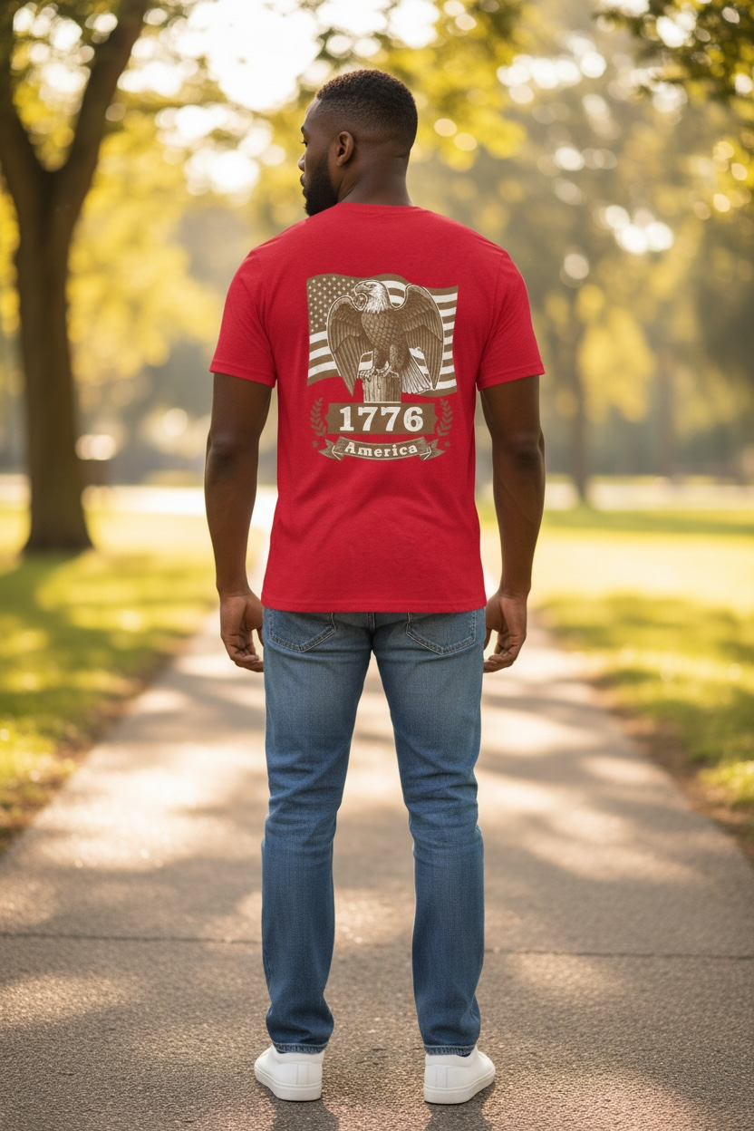 1776 Vintage Eagle American Flag T-Shirt