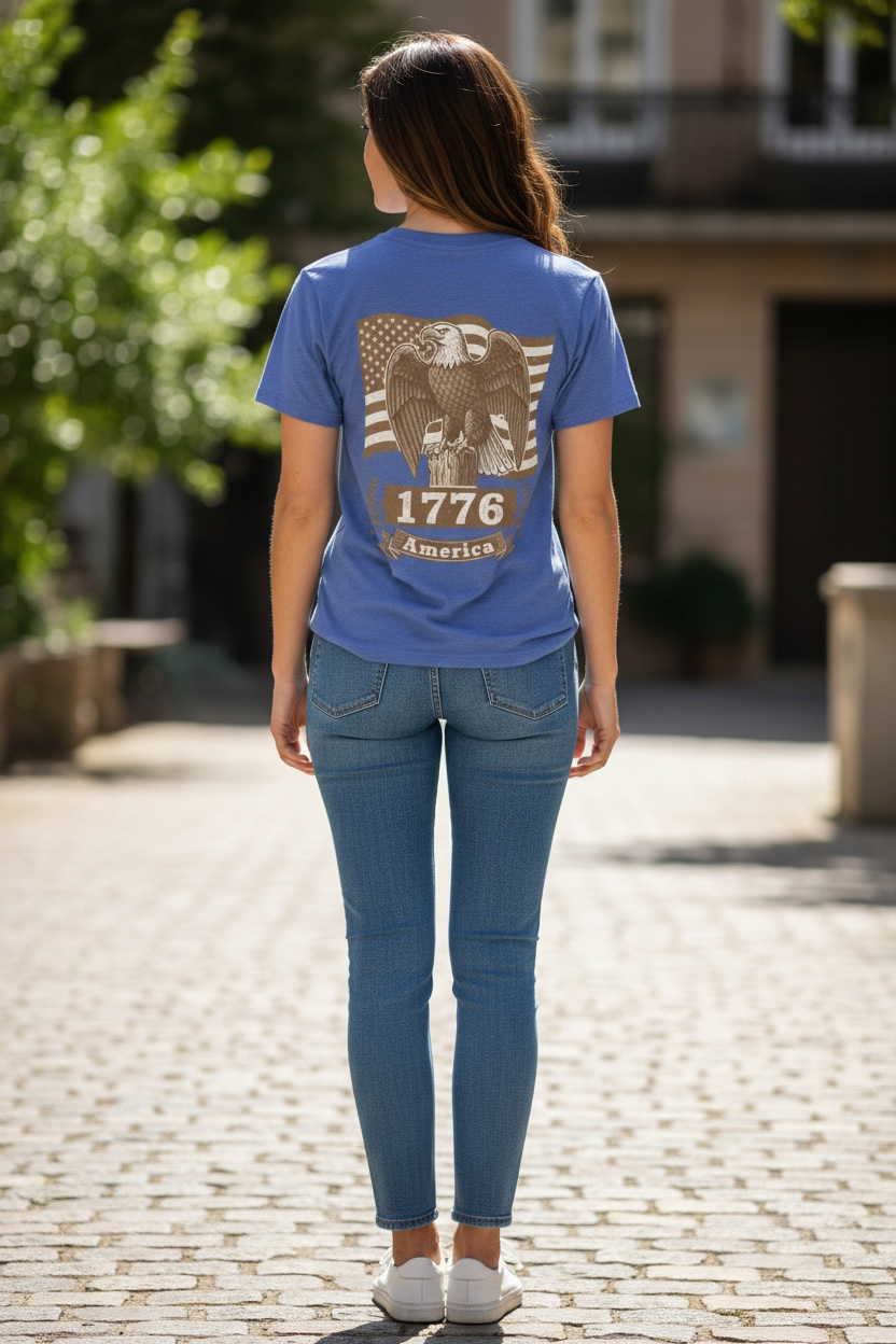 1776 Vintage Eagle American Flag T-Shirt