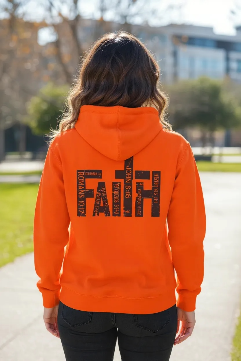 Faith front + back design hoodie medium
