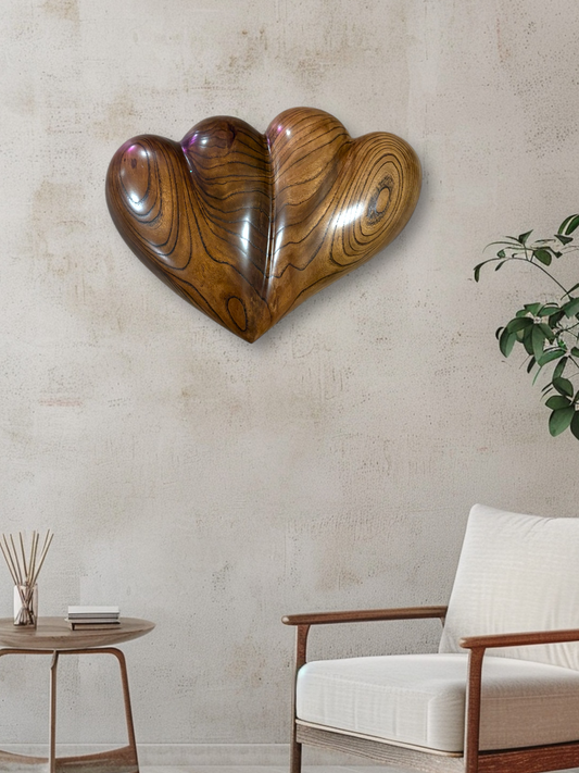 Large Double 3D Heart Sculpture Anniversaries gift 20th anniversary wooden Art birthday gift Mother’s Day gift Wooden heart (Copy)