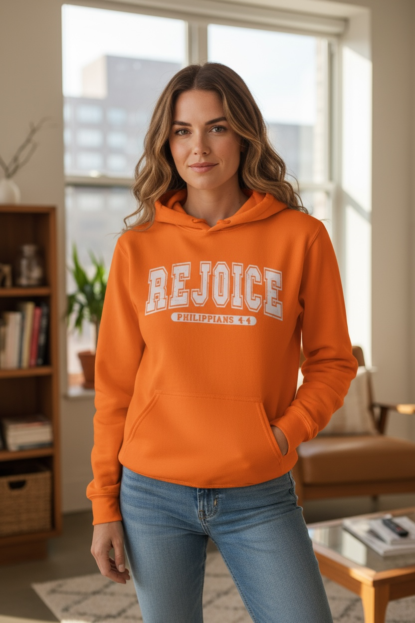 Rejoice Neon Orange Hoodie