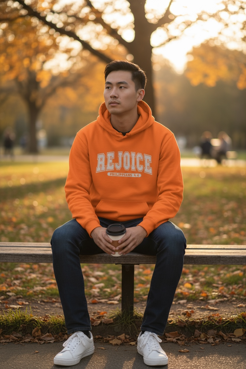 Rejoice Neon Orange Hoodie