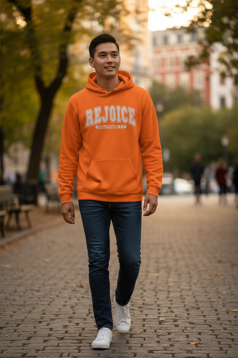 Rejoice Neon Orange Hoodie