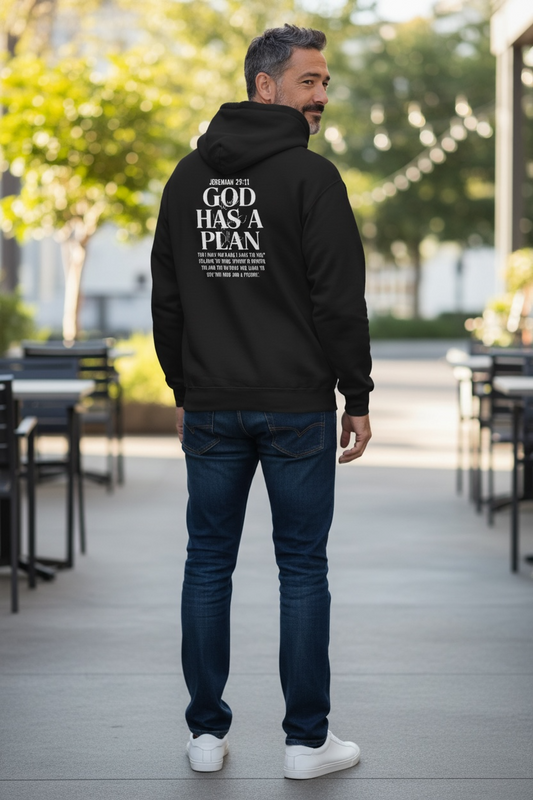 Religious Hoodie — "God Has a Plan" Cross Pullover