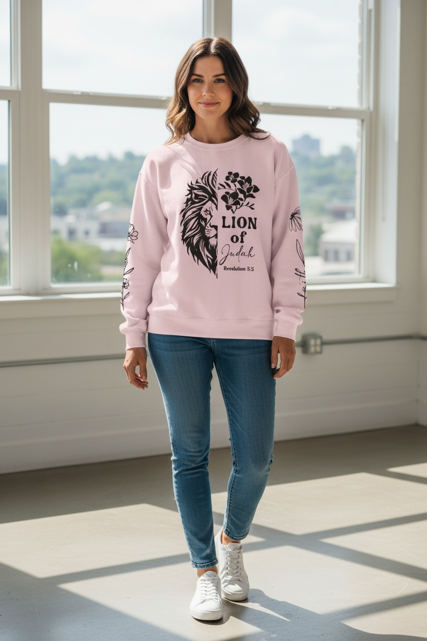 Lion of Judah Sweatshirt – Jesus Reigns Christian Crewneck