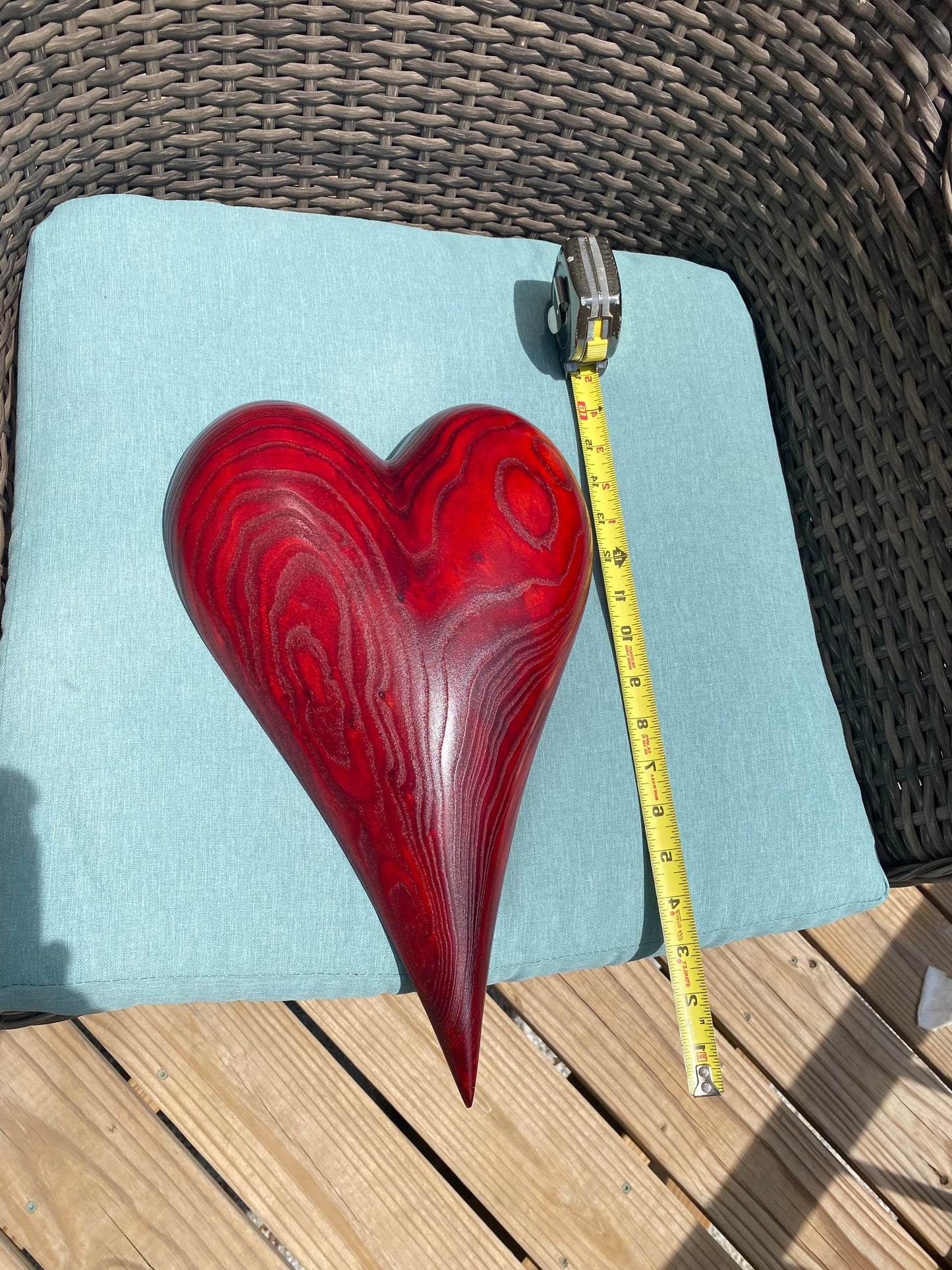 3D art Large RED heart with cross Hand Carved Wooden Heart Wall Decor – 3D Rustic Wood Heart Sculpture – Anniversary / Wedding Gift – Handmade Natural Wood Art