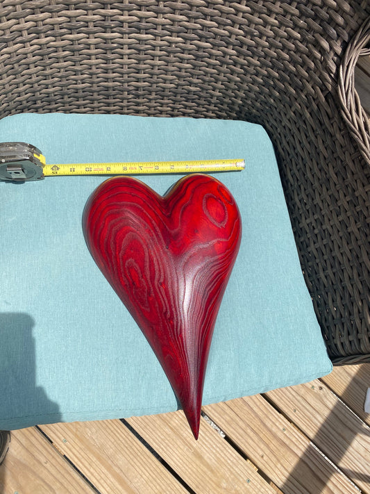 3D art Large RED heart Hand Carved Wooden Heart Wall Decor – 3D Rustic Wood Heart Sculpture – Anniversary / Wedding Gift – Handmade Natural Wood Art