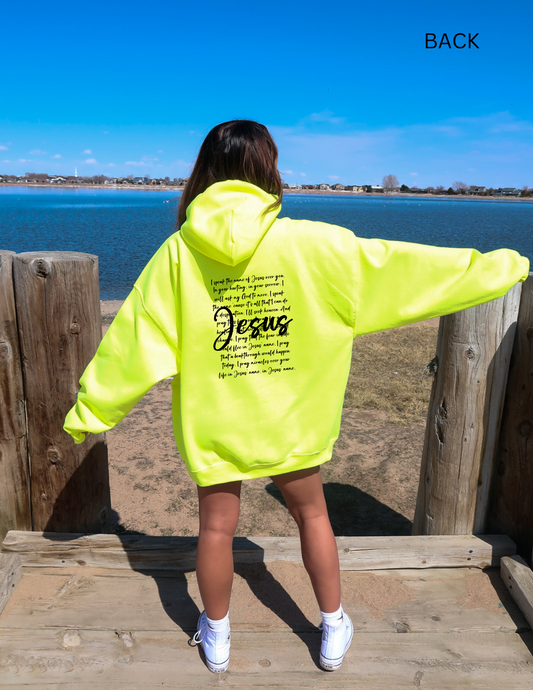 "I Speak The Name Of Jesus" Front+Back Design Neon