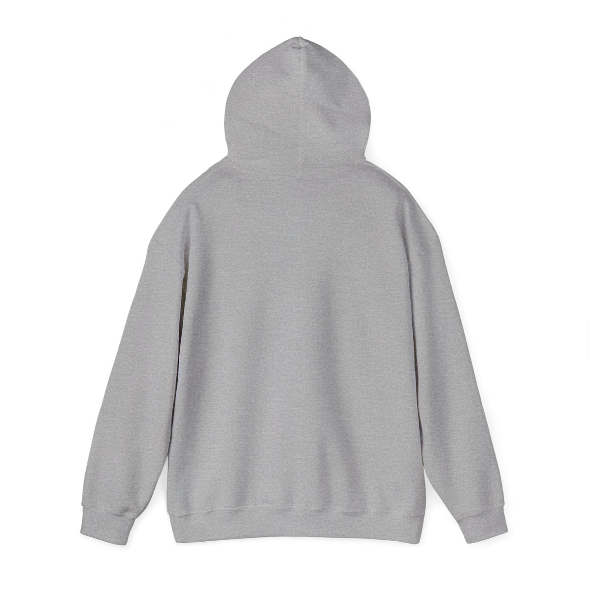 Back view of a grey Crown N Thread cotton-poly blend hoodie with a double-lined hood and long sleeves.