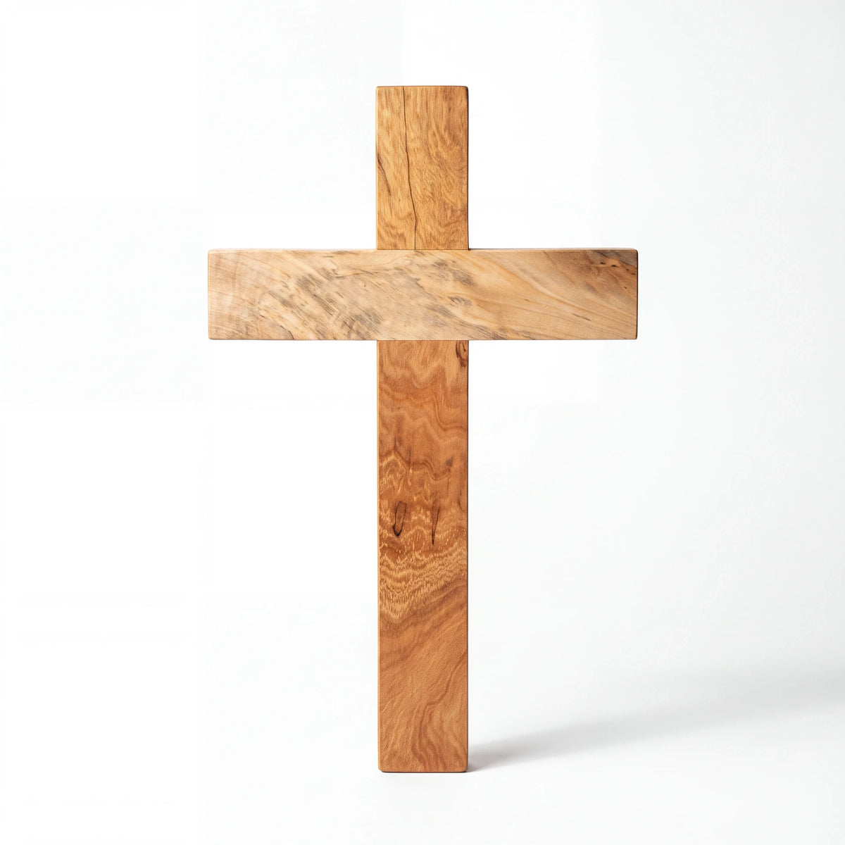 Crown N Thread handcrafted wooden wall hanging cross with natural wood grain finish for baptism or wedding gift