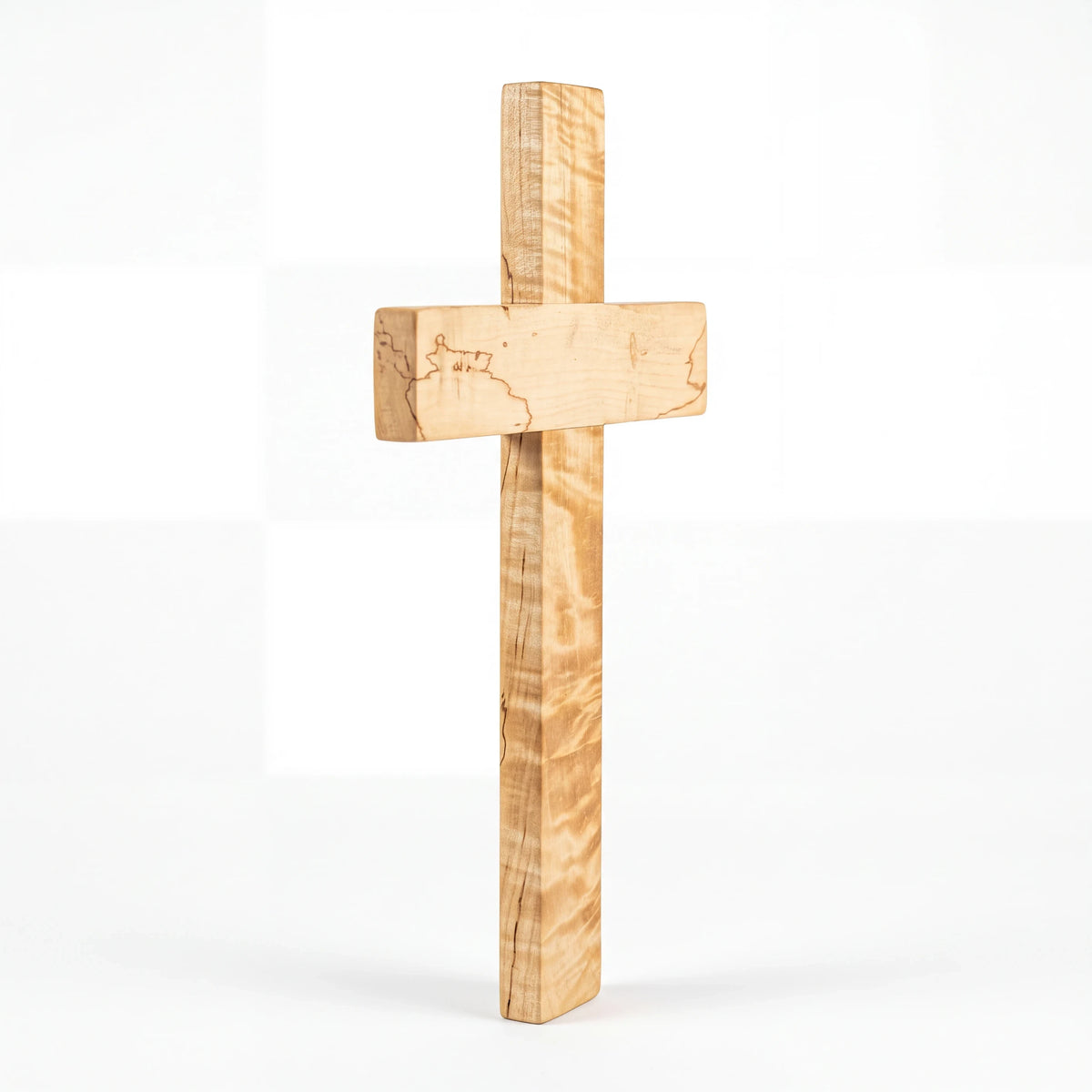 Crown N Thread handcrafted rustic wooden wall hanging cross with natural wood grain patterns on a white background