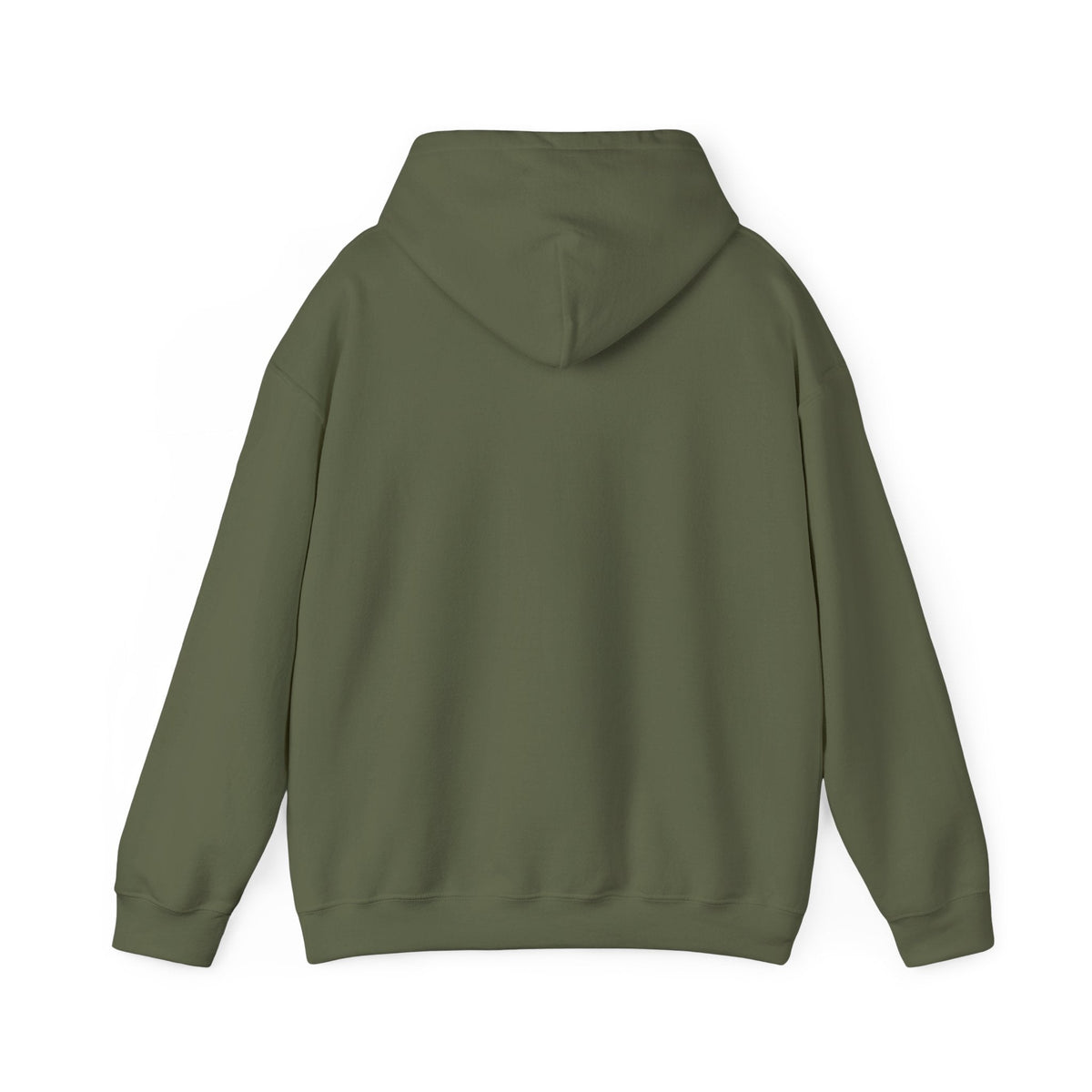 Back view of a Crown N Thread olive green cotton-poly blend hoodie with a double-lined hood and classic fit.