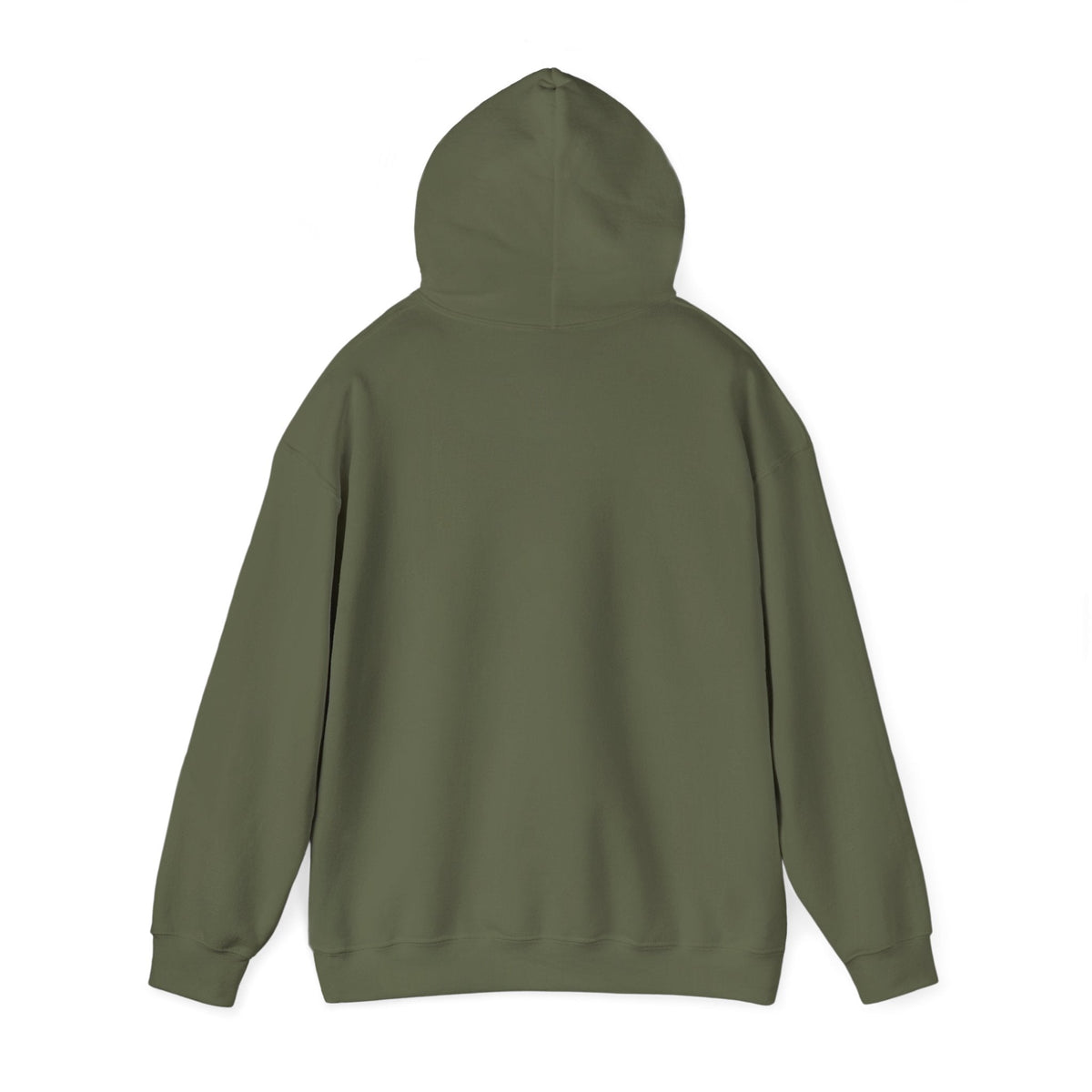Back view of a Crown N Thread olive green cotton-poly blend hoodie with a double-lined hood and classic fit.