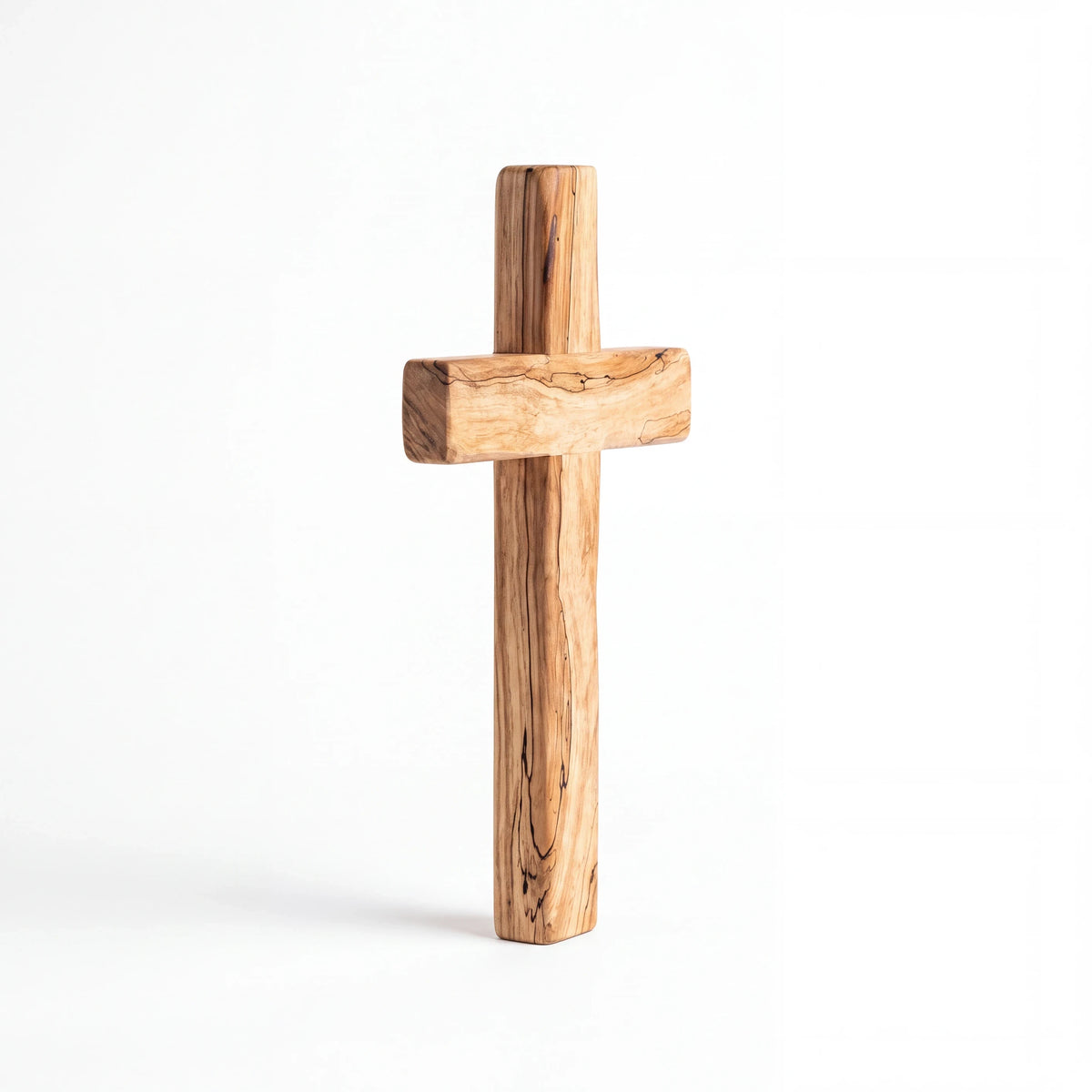Crown N Thread handcrafted rustic wooden wall hanging cross with natural wood grain texture and smooth finish