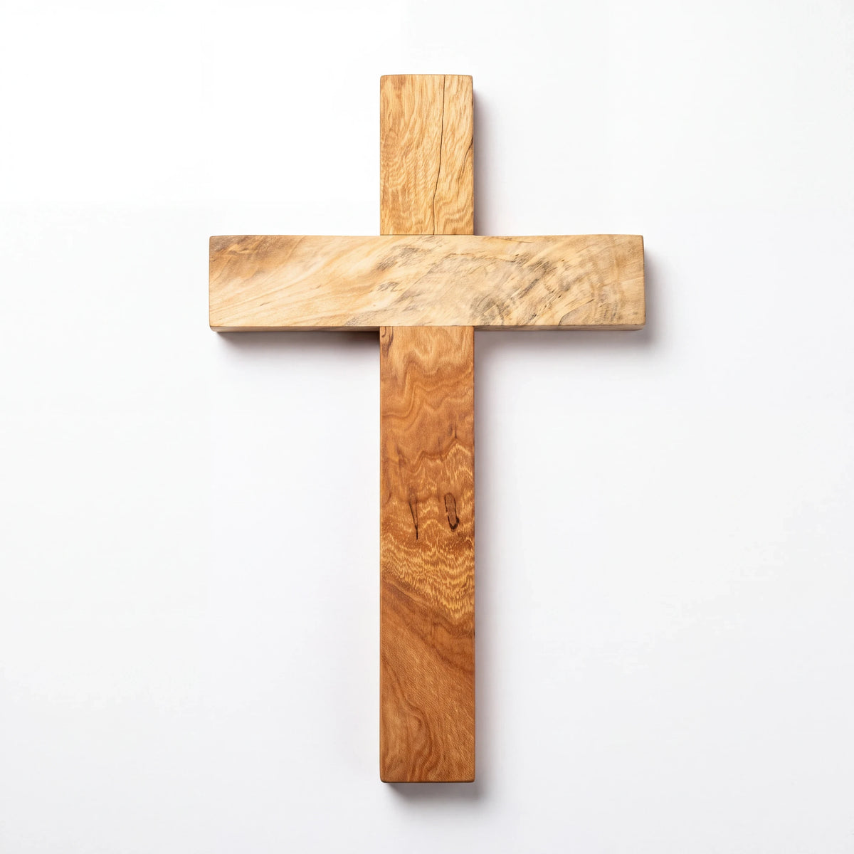 Crown N Thread handcrafted rustic wooden wall hanging cross with natural grain patterns on a white background