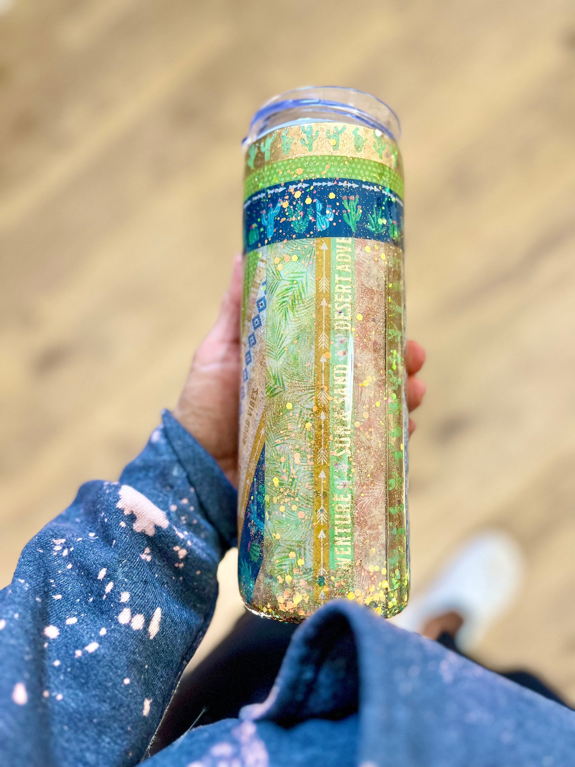 Succulent tumbler glitter tumbler vacation cup gift Plant birthday gift Love glitter skinny tumbler cactus tumbler birthday gift