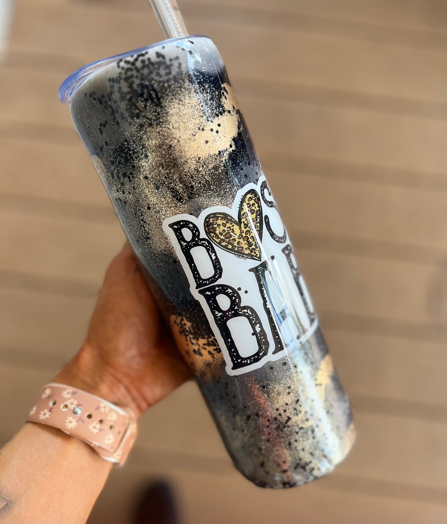 Boss Babe Tumbler Boss Babe leopard glitter tumbler Leopard Cup Leopard Skinny Tumbler Babe Leopard Pink Boss Babe Birthday Gift Work cup