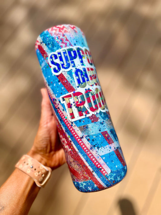 Support our Troops Epoxy America Tumbler 30 oz Coffee Lover Coffee Cup Iced Coffee Cup Coffee Accessories USA Tumbler American tumbler