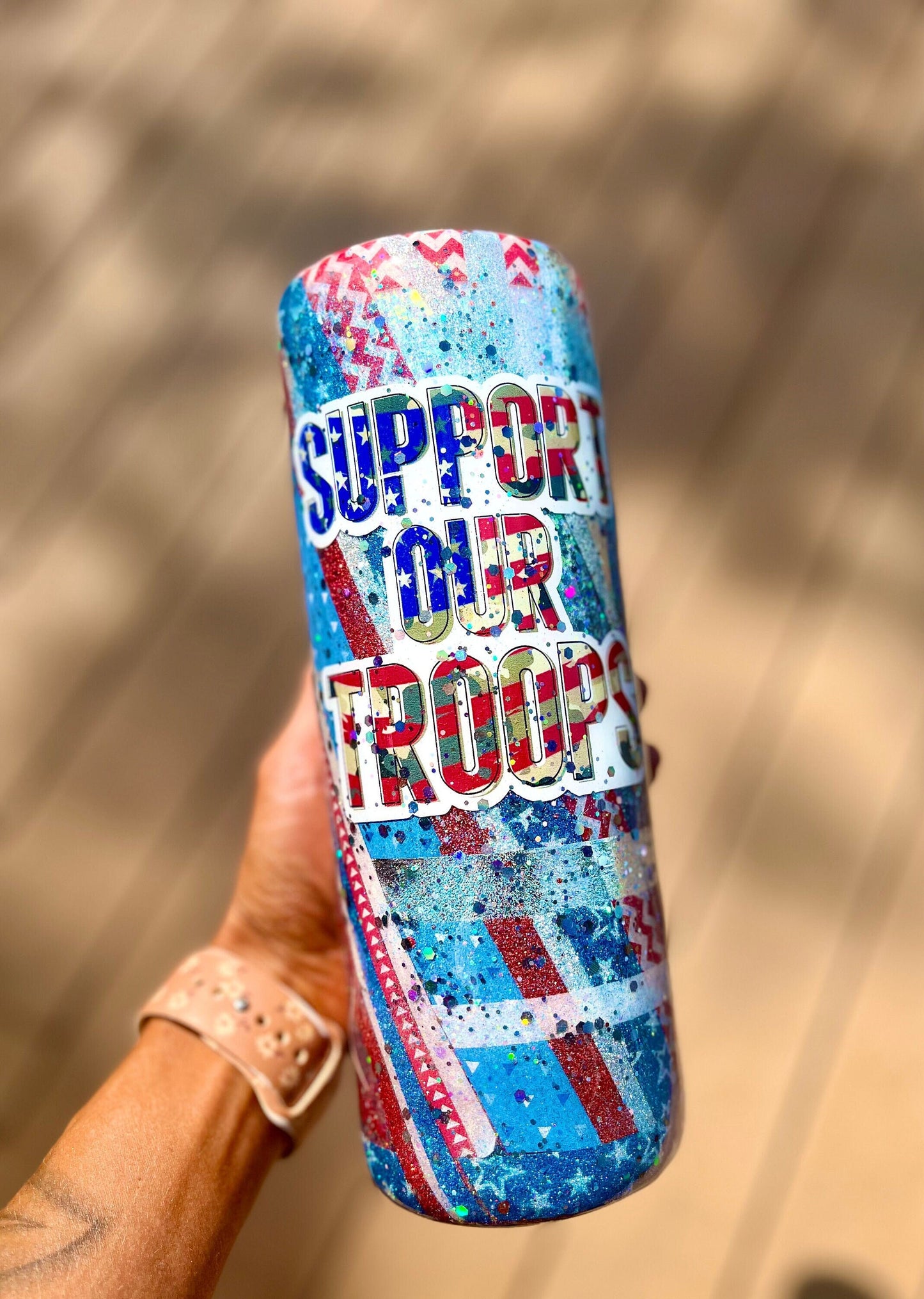 Support our Troops Epoxy America Tumbler 30 oz Coffee Lover Coffee Cup Iced Coffee Cup Coffee Accessories USA Tumbler American tumbler