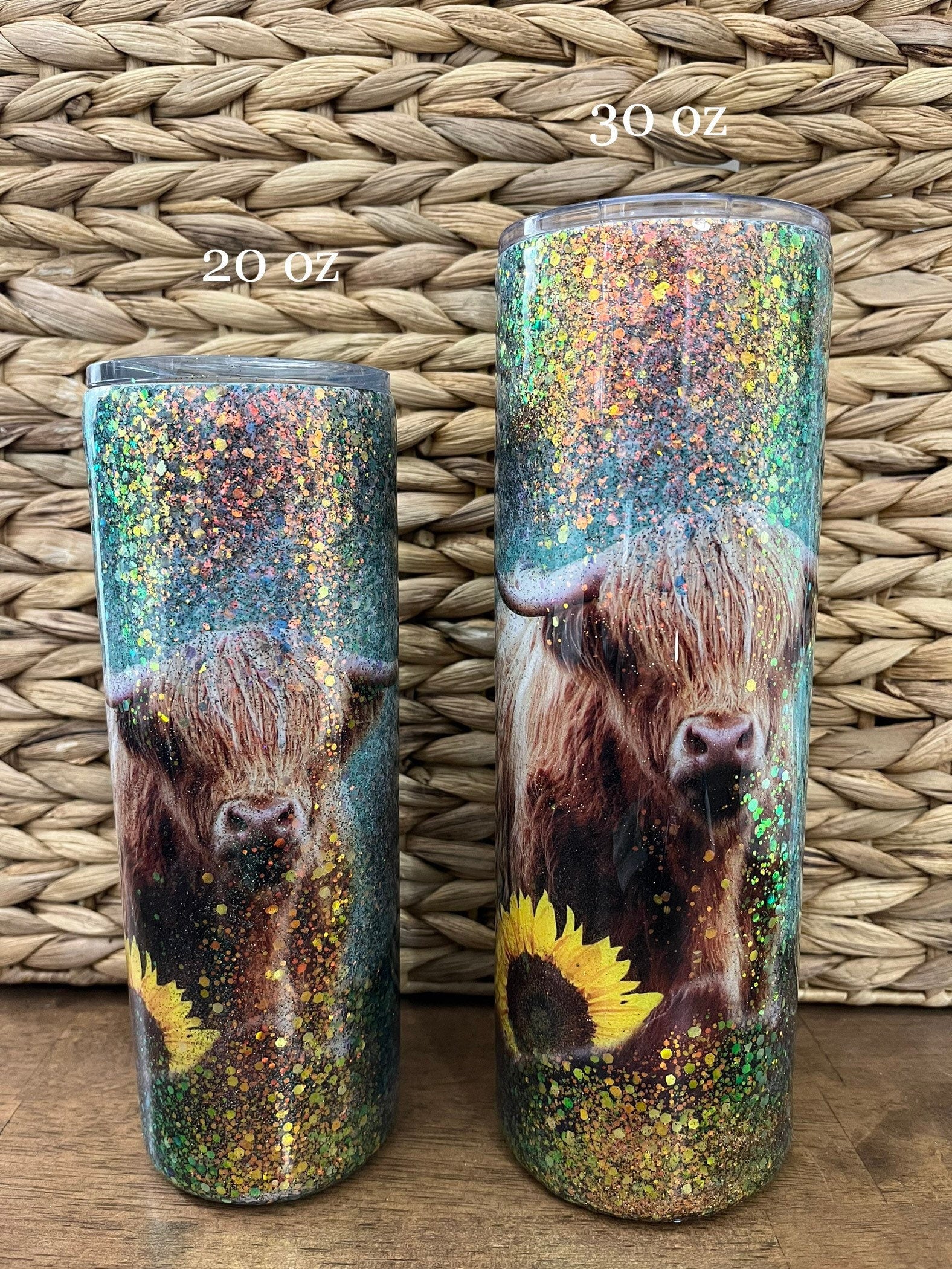Highland Cow Tumbler Glitter highland cow Birthday Gift Cow Tumbler Glitter Drink Cup Cow Lover Cow Lover Cup Sunflowers Sunflower Cup