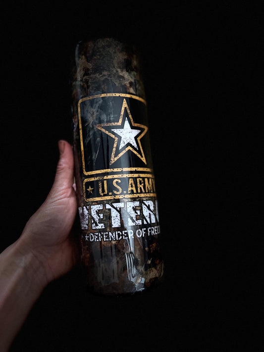 U.S. Army Veteran Military Veteran Police Veteran Dispatcher Vintage Police Flag Tumbler We the People Skinny Tumbler Gifts for Him Hunter