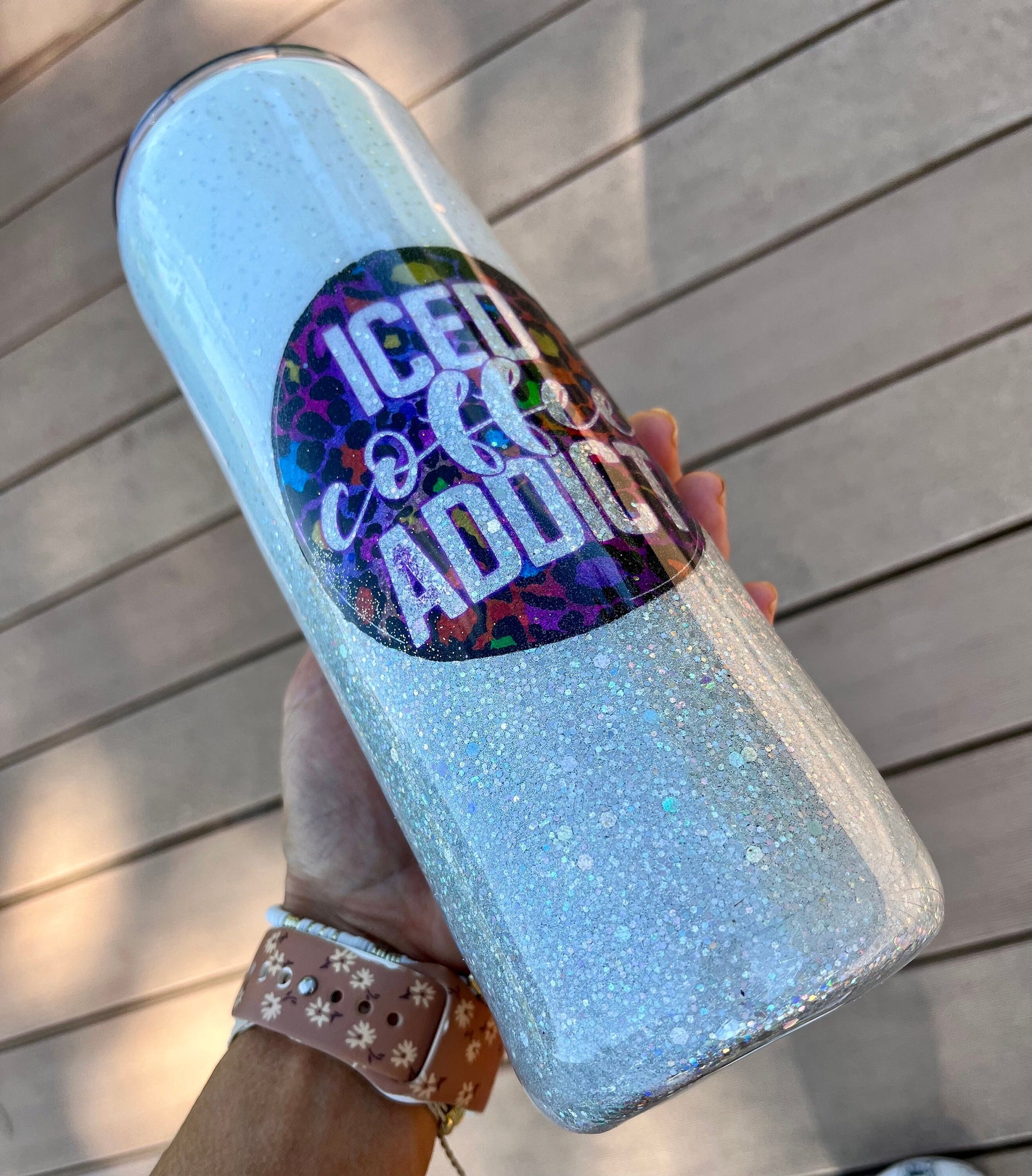 Iced Coffee Addict Tumbler 30oz. Handmade Tumbler Epoxy Coffee Lover Coffee Cup Iced Coffee Cup Coffee Accessories Leopard Print Tumbler