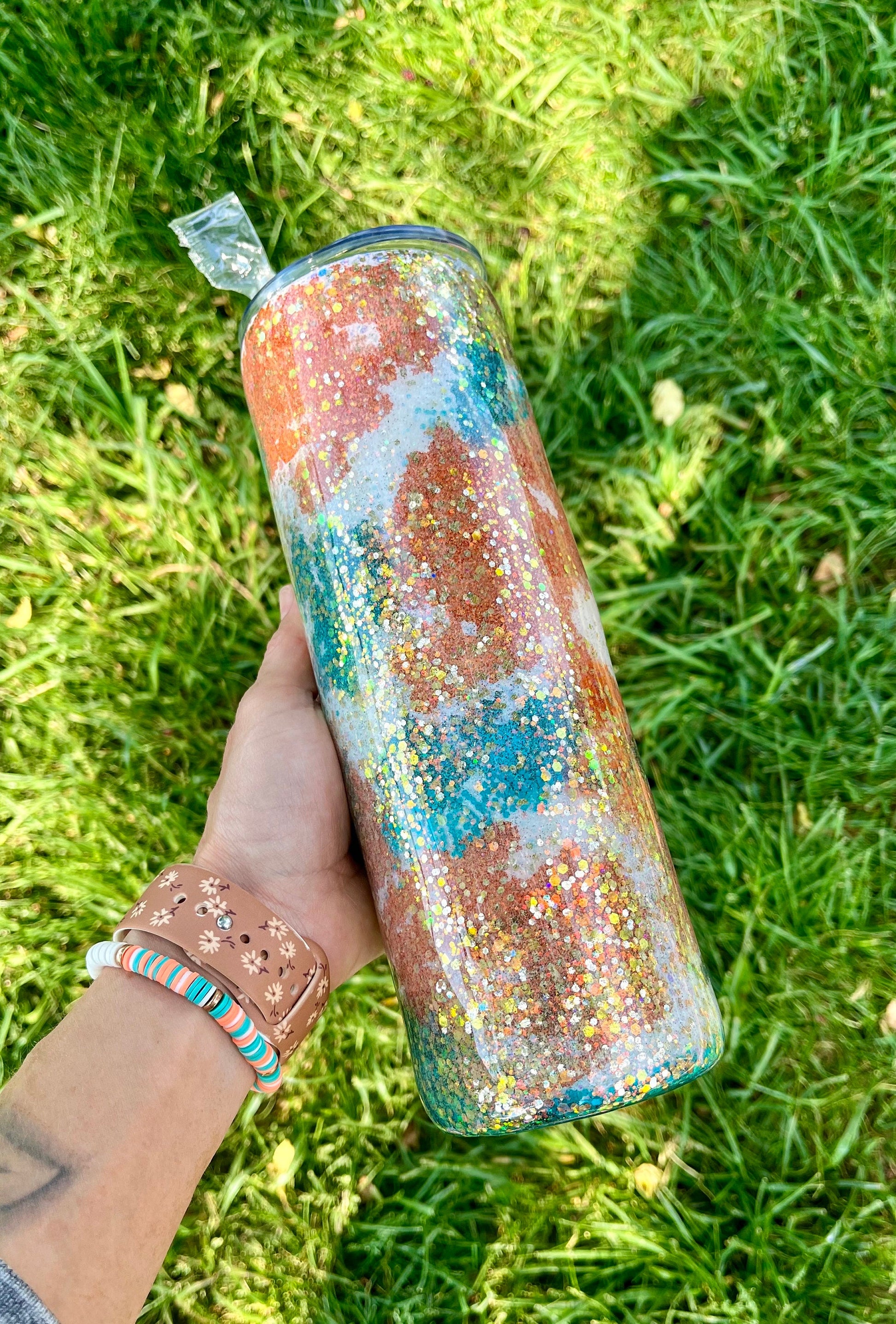 30 oz. Western Turquoise Cow Skinny Tumbler Glitter Cow Tumbler Glitter Drink Cup Cow Lover Cow Lover Cup Sunflowers Sunflower Cup