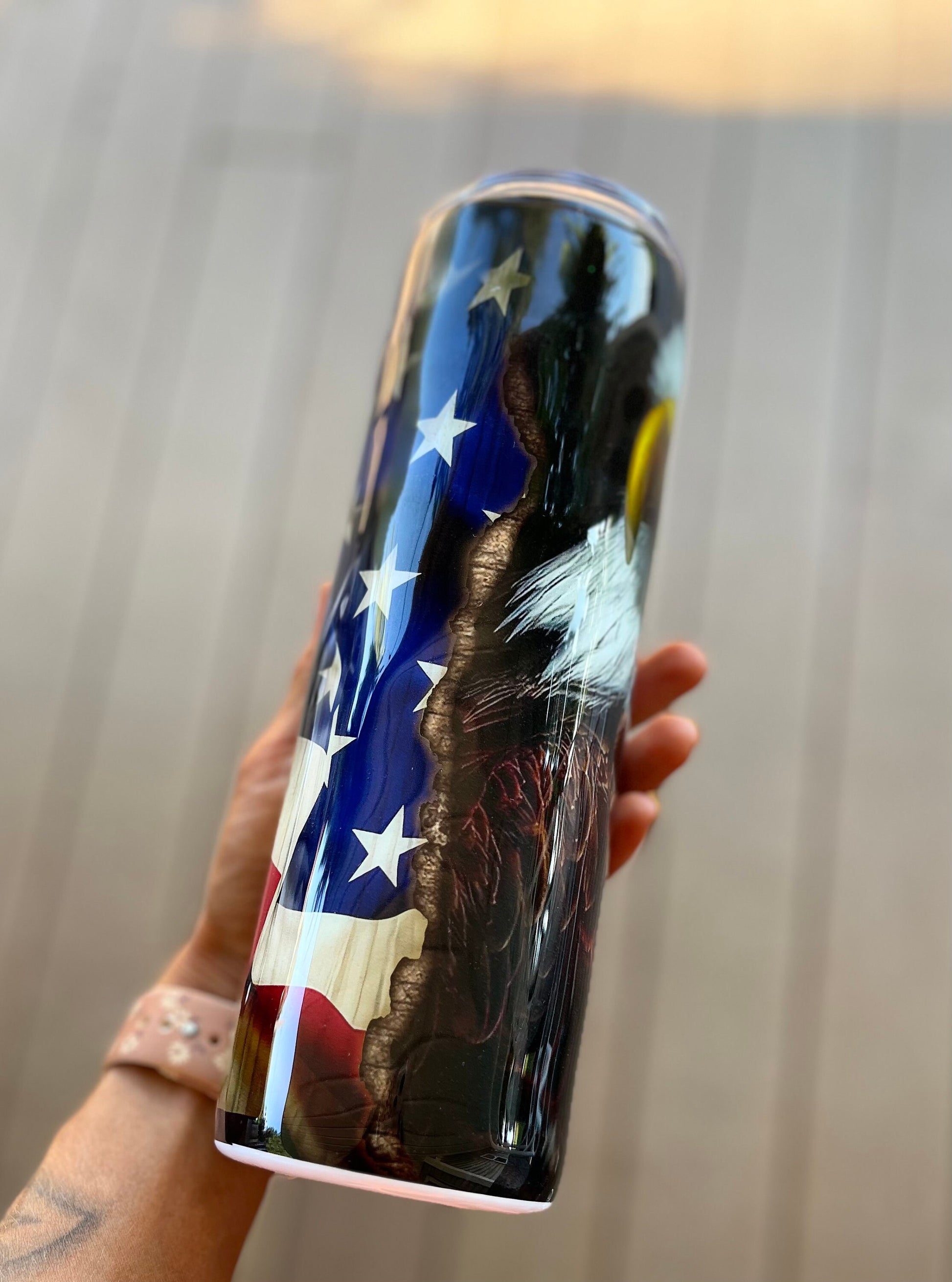 Eagle Tumbler American Flag and Eagle Tumble USA Tumbler Eagles Tumbler Handmade Tumbler Eagle Cup Epoxy Tumbler