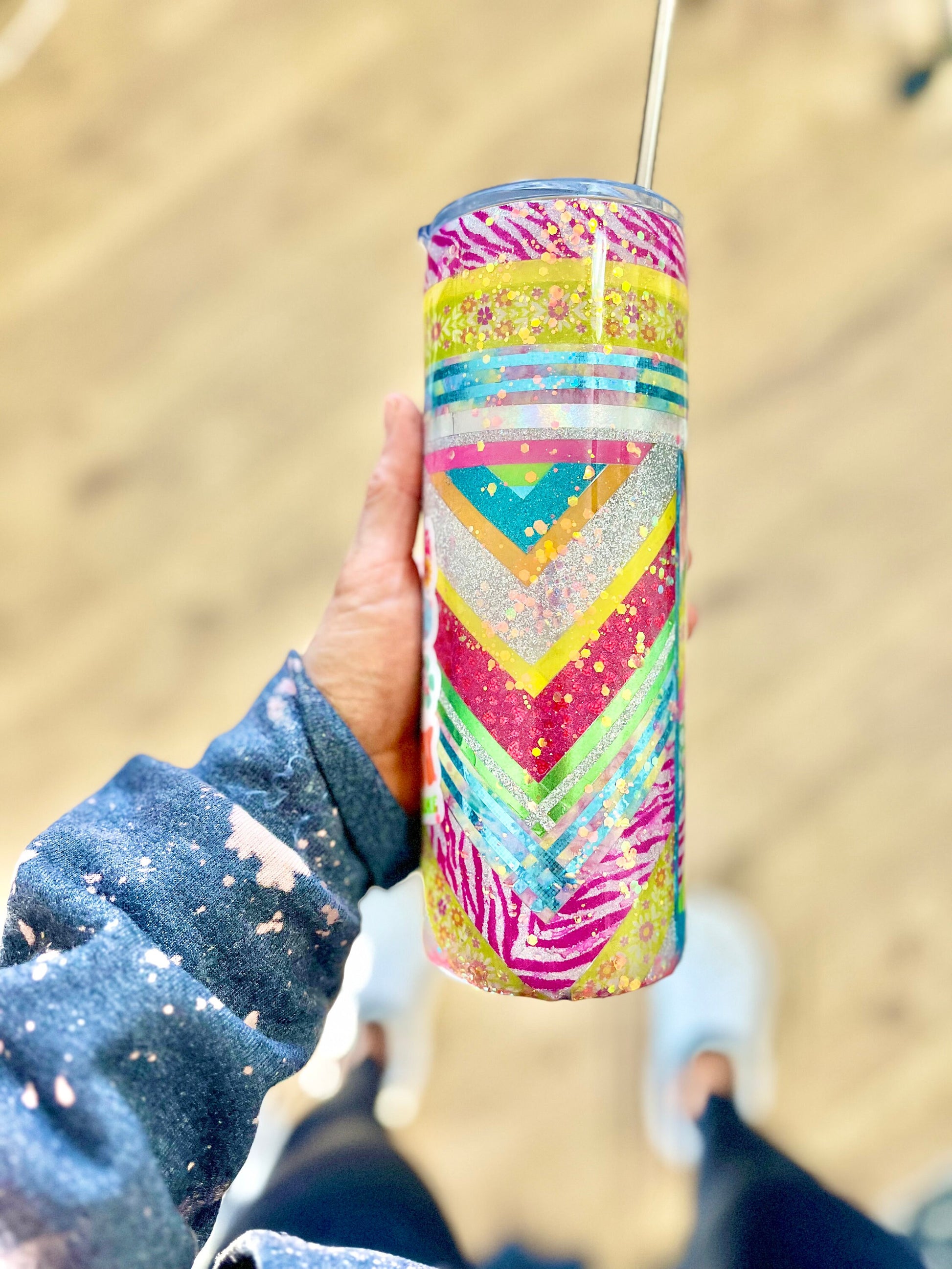 Everything happens for a reason take it one day at a time Tumbler 20 oz. Gift for mom Coffee Mug Floral Tumbler Groovy Tumbler 70s tumbler