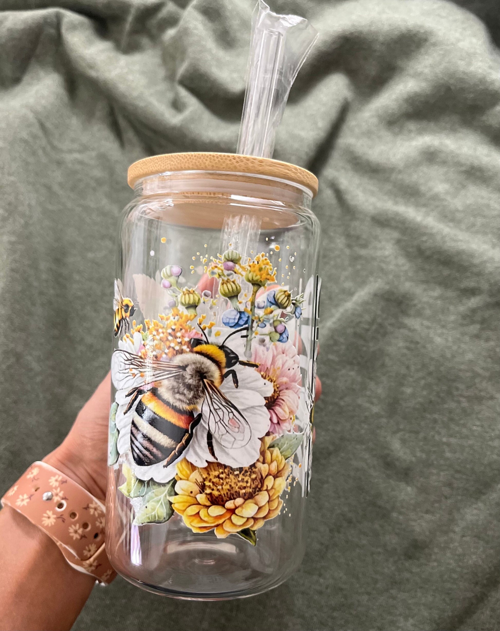 Iced Coffee Cups Glass Cups Glass Coffee Cups Glass Cups with Bamboo Lid Glass Can Tumbler Juice Boba Tea