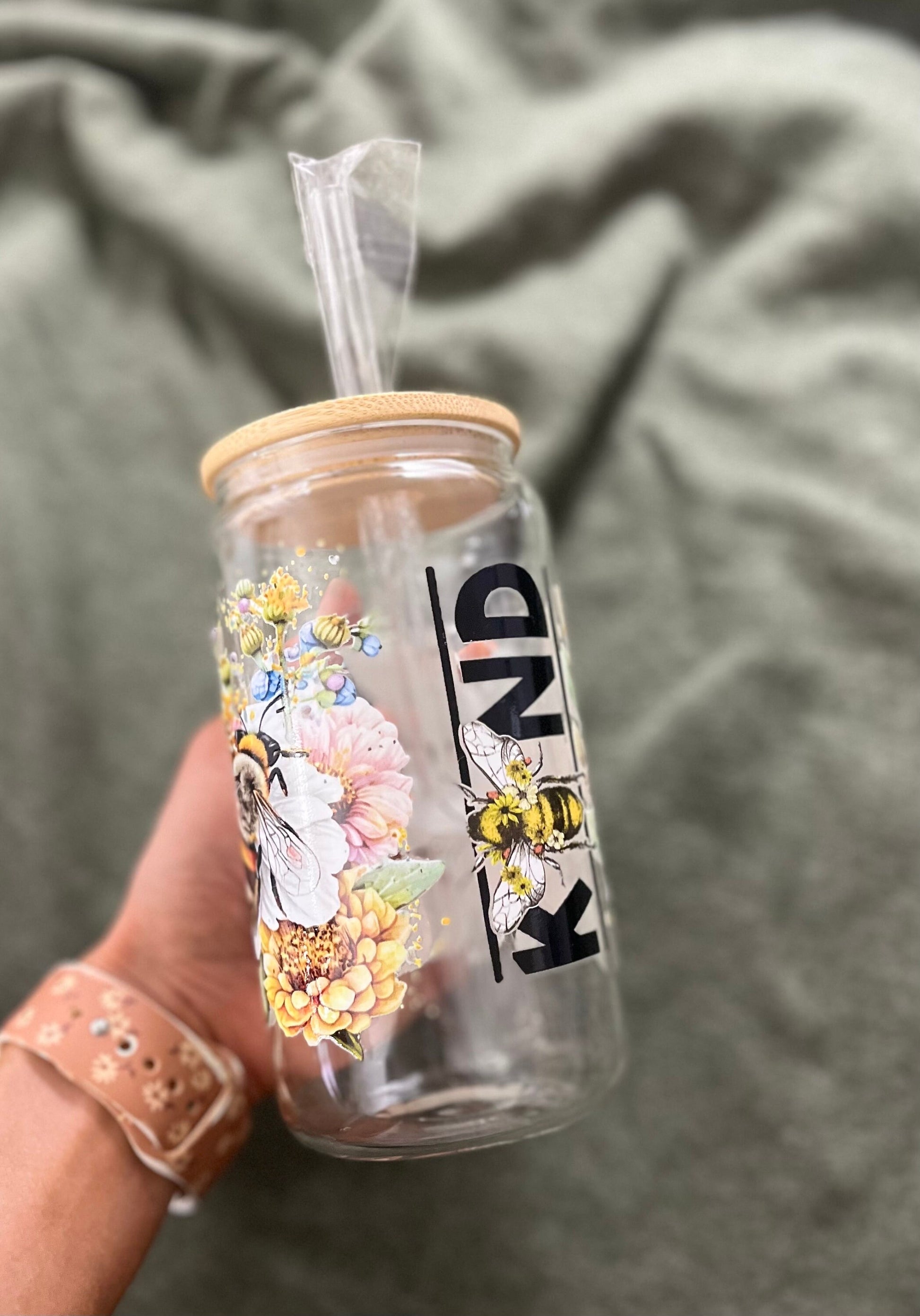 Iced Coffee Cups Glass Cups Glass Coffee Cups Glass Cups with Bamboo Lid Glass Can Tumbler Juice Boba Tea