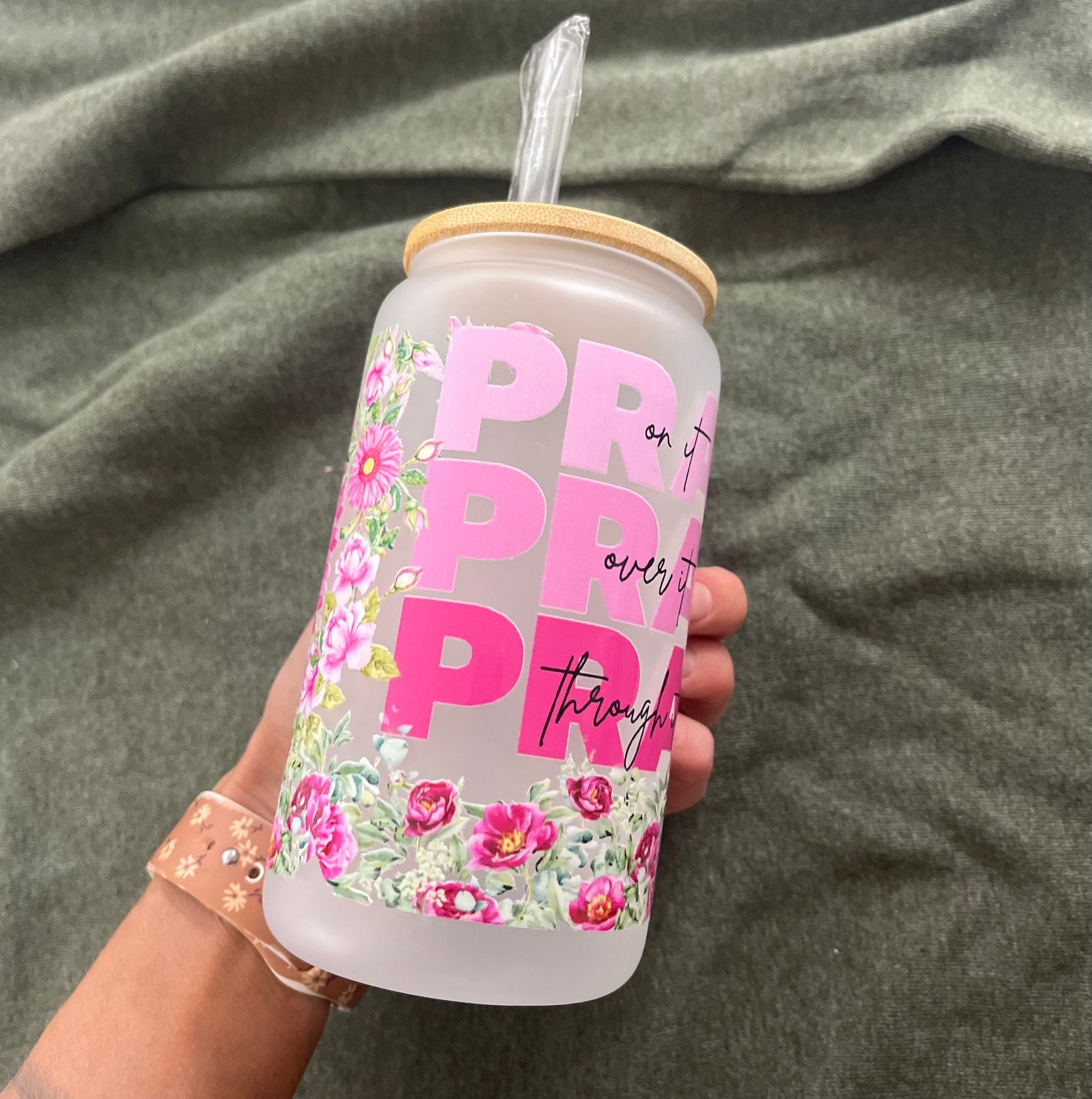 Iced Coffee Cups Glass Cups Glass Coffee Cups Glass Cups with Bamboo Lid Glass Can Tumbler Juice Boba Tea