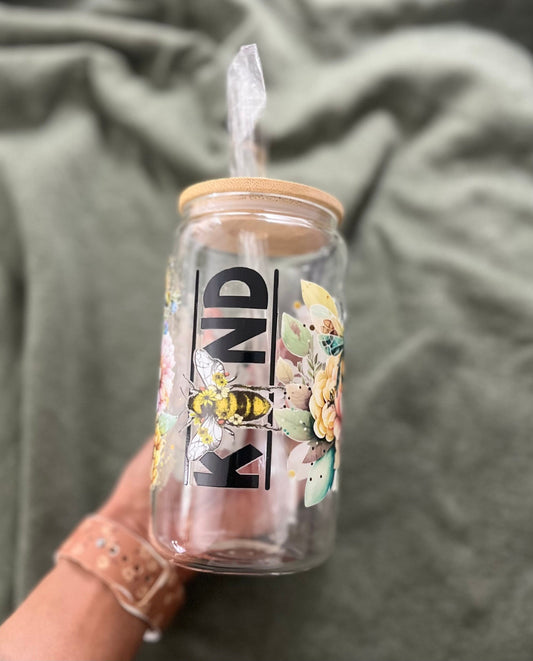 Iced Coffee Cups Glass Cups Glass Coffee Cups Glass Cups with Bamboo Lid Glass Can Tumbler Juice Boba Tea