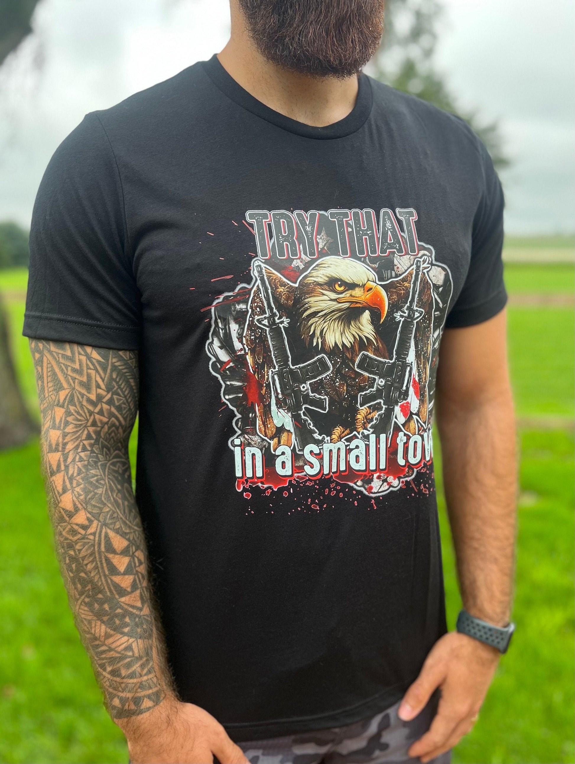 Try that in a Small Town America Shirt USA Military shirts Faith based shirts Christian Shirt Music Shirt Aldean Shirt Country Music Shirt