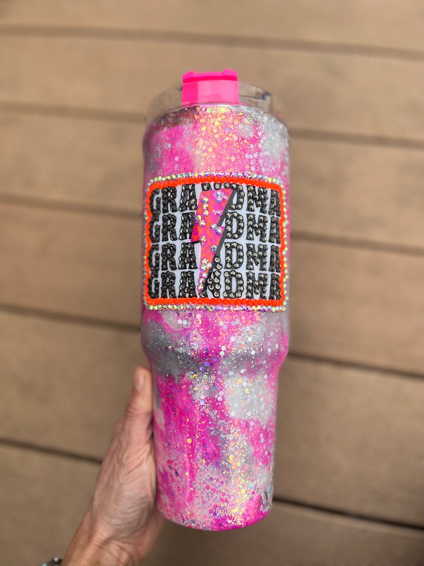 Grandma rhinestone Tumbler rhinestones glass rhinestones Tumbler with Handle cup with handle mamaws house Pink Glitter Tumbler With Handle