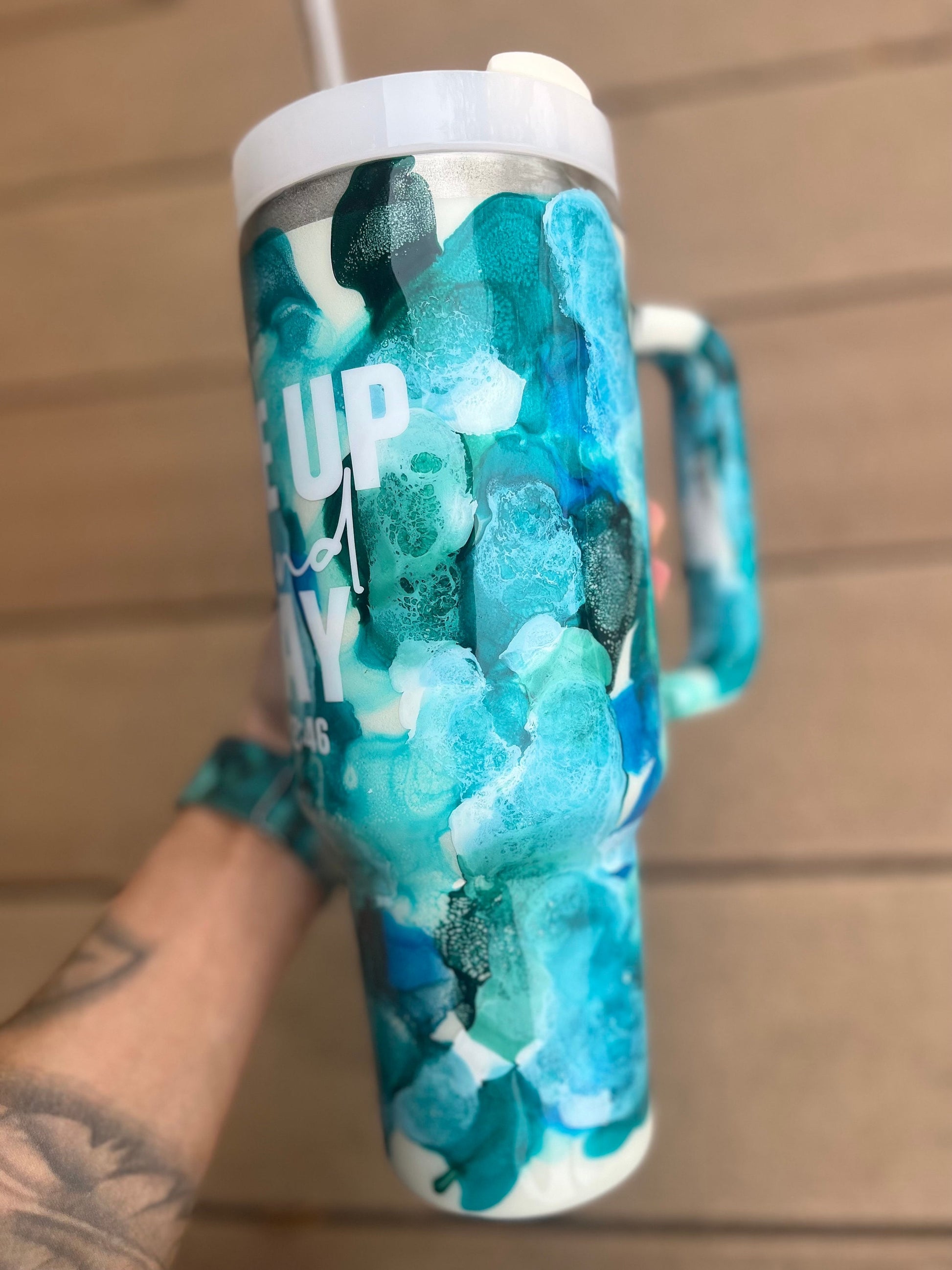Rise Up And Pray 40oz Tumbler With Handle Tumbler 40oz Epoxy Tumblers Scripture Gifts Christian Gifts Bible Verse Cups Cup with Handle