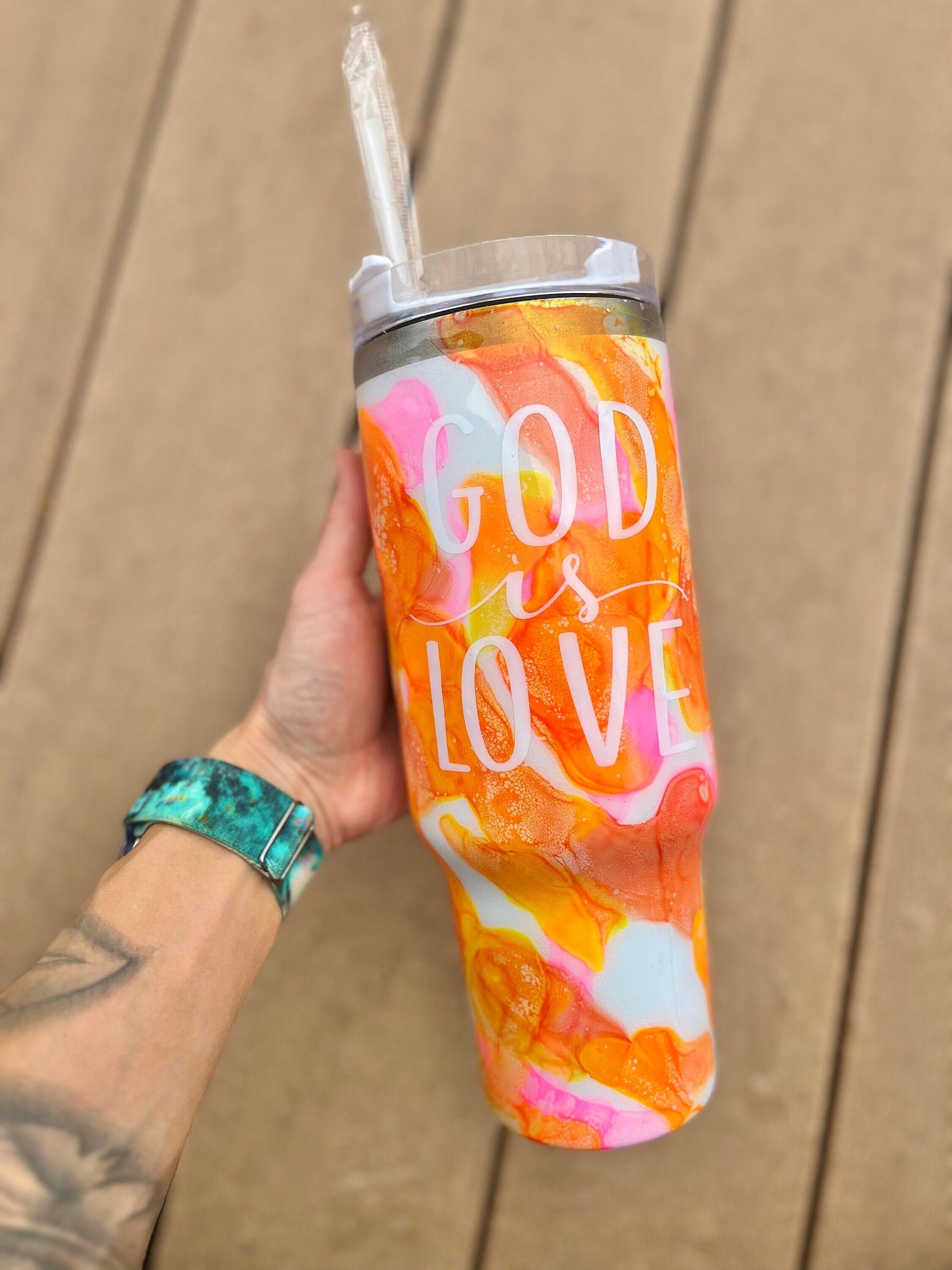 God Is Love 40oz Tumbler With Handle Tumbler 40oz Epoxy Tumblers Scripture Gifts Christian Gifts Bible Verse Cups Cup with Handle