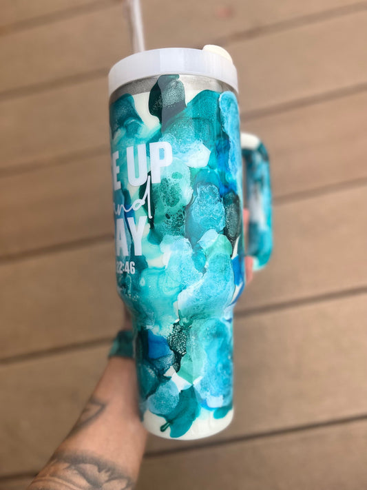 Rise Up And Pray 40oz Tumbler With Handle Tumbler 40oz Epoxy Tumblers Scripture Gifts Christian Gifts Bible Verse Cups Cup with Handle