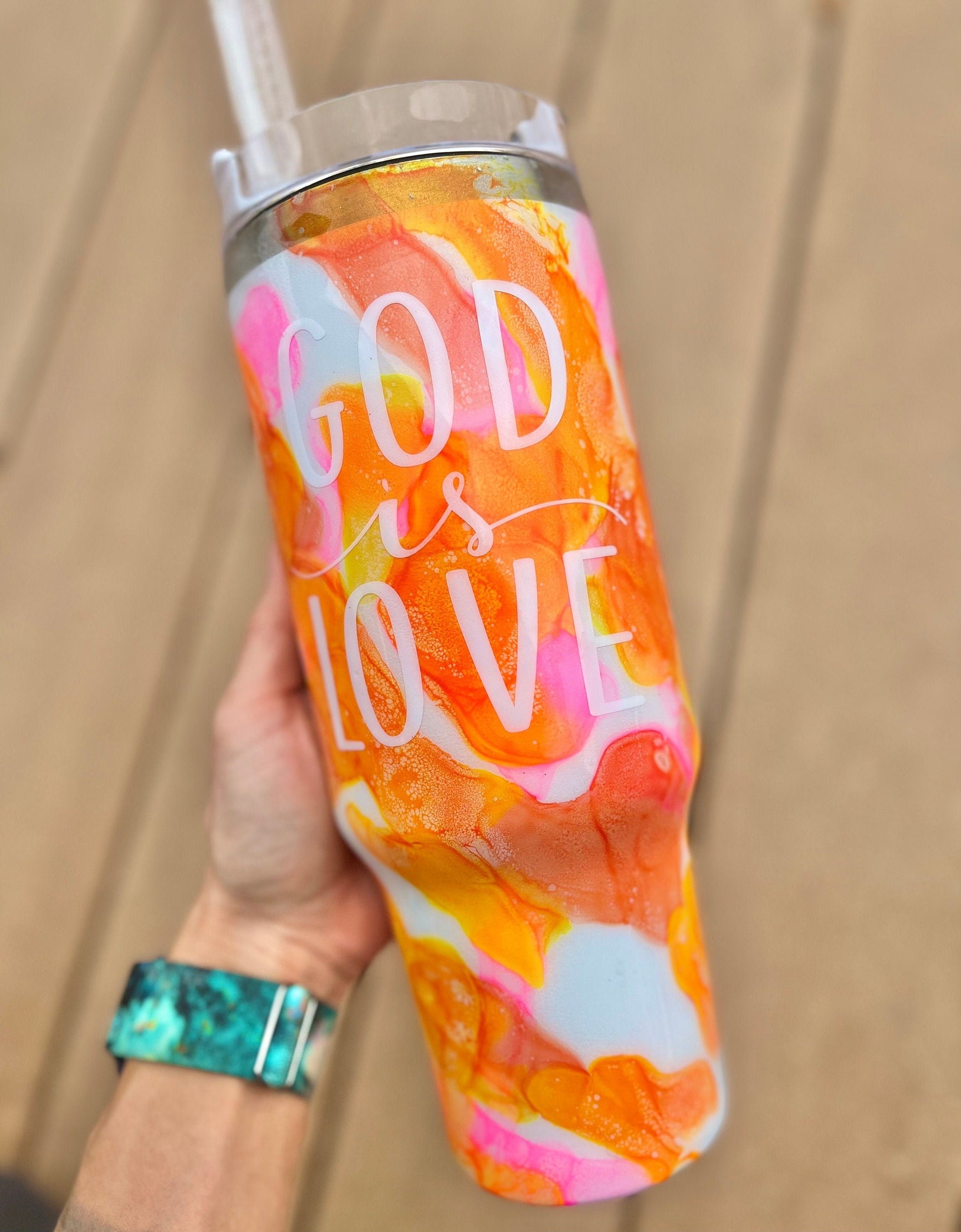 God Is Love 40oz Tumbler With Handle Tumbler 40oz Epoxy Tumblers Scripture Gifts Christian Gifts Bible Verse Cups Cup with Handle